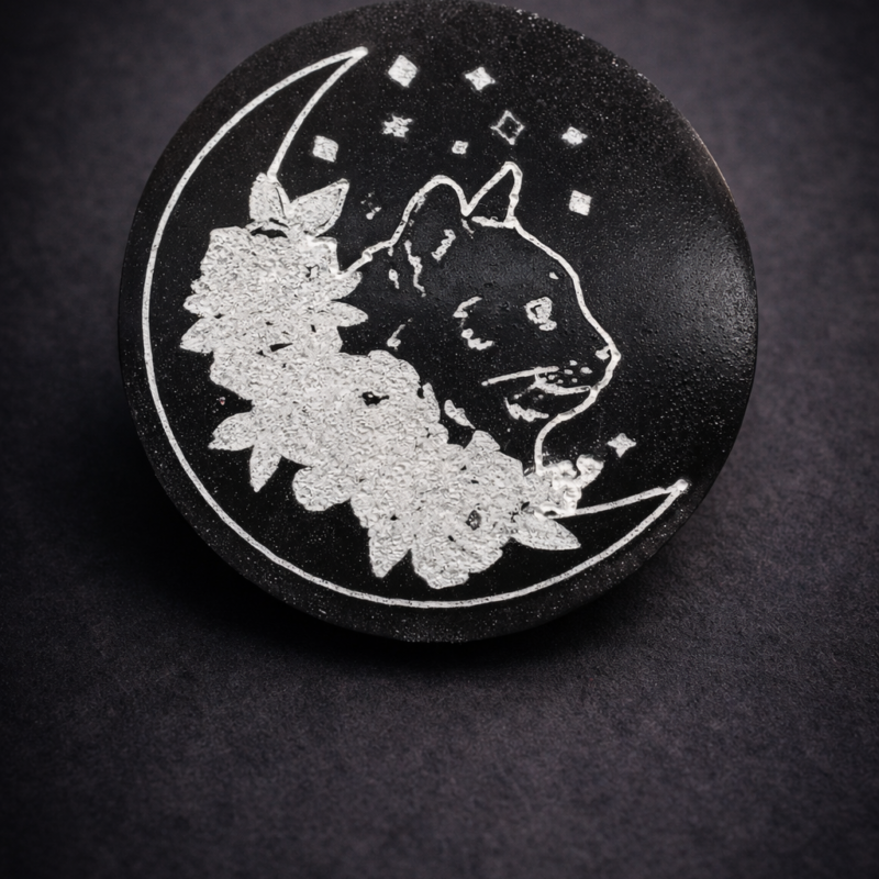 Placa Selenita Gato y Luna