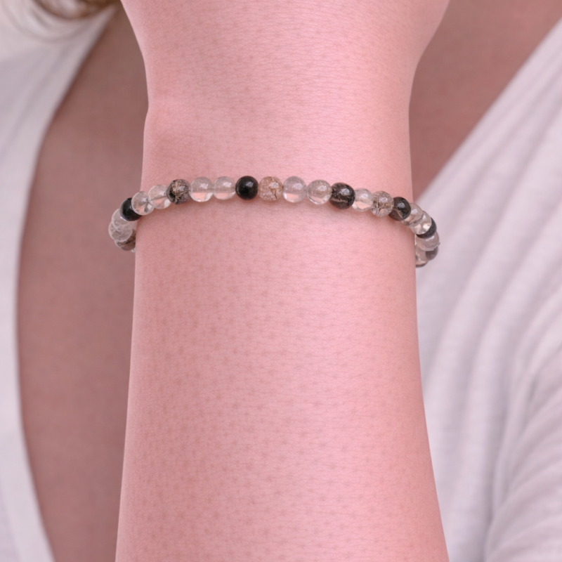 Pulsera Cuarzo Turmalinado 4 mm