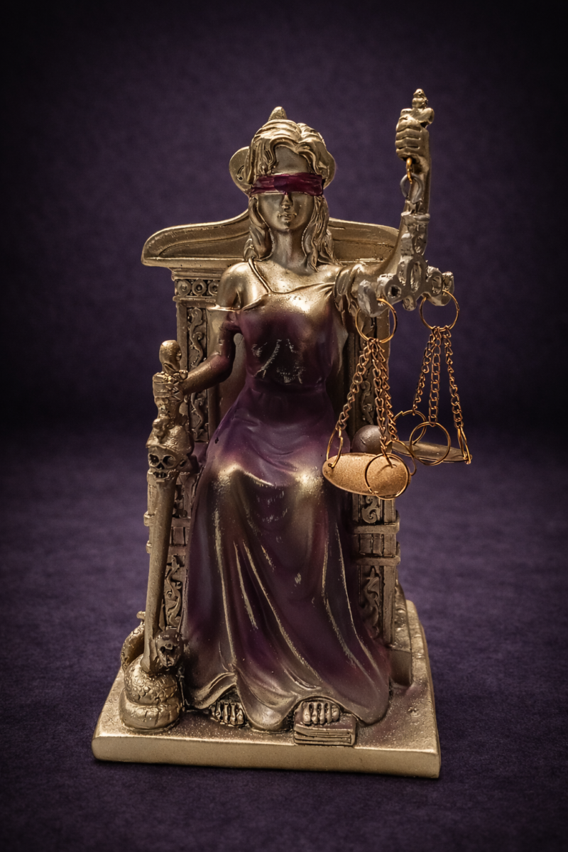 Diosa de la Justicia Sentada Rosa - 18 cm - La Casa de Zeus y Arión