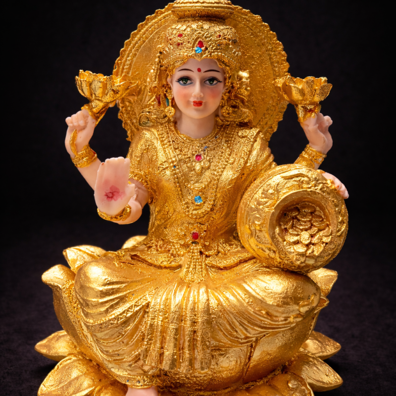 Diosa Lakshmi Dorada - 19 cm