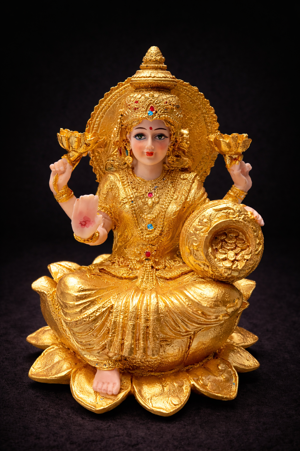 Diosa Lakshmi Dorada - 19 cm