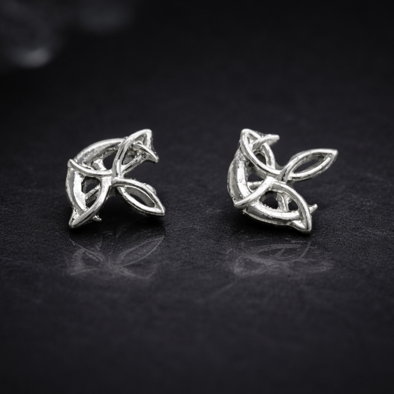 Pendientes Nudo de Bruja y Media Luna - Plata de Ley