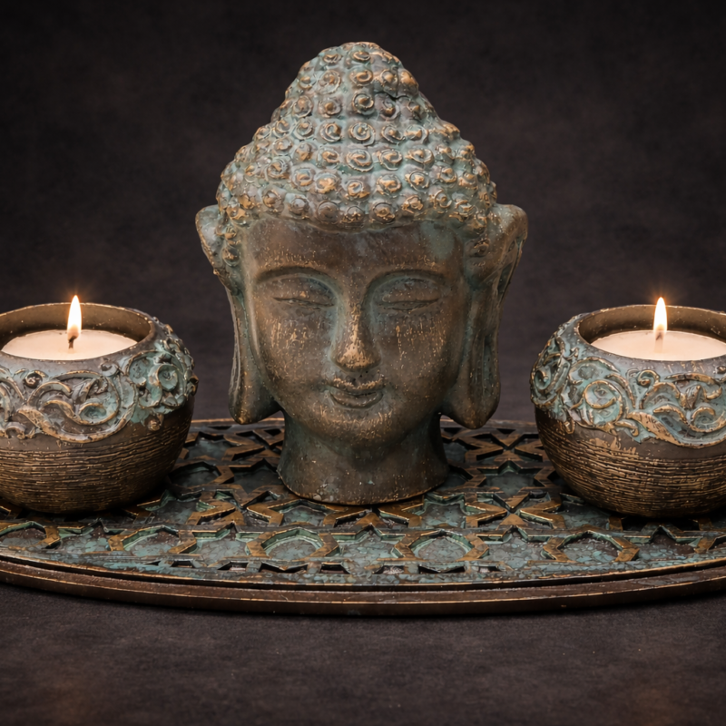 Portavelas Velas Doble Buda