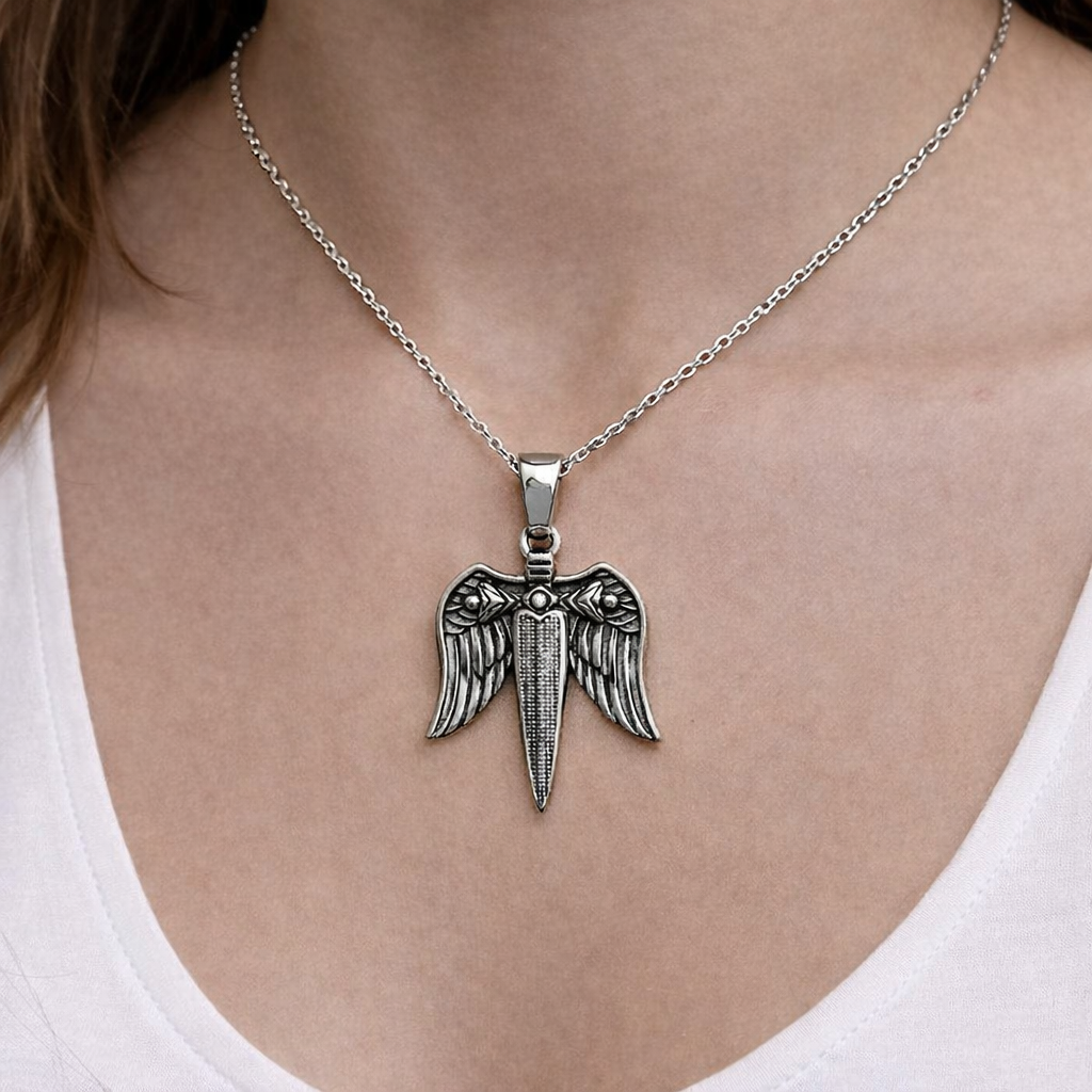 Colgante Espada Alada de San Miguel - Acero Inoxidable