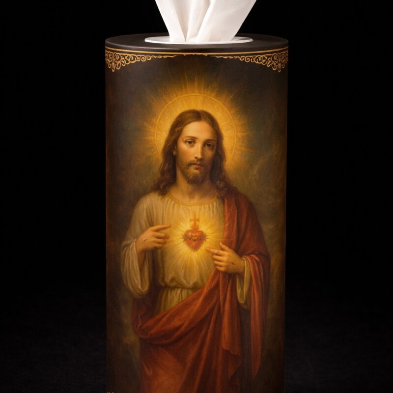 Caja Recargable de Pañuelos Sagrado Corazón