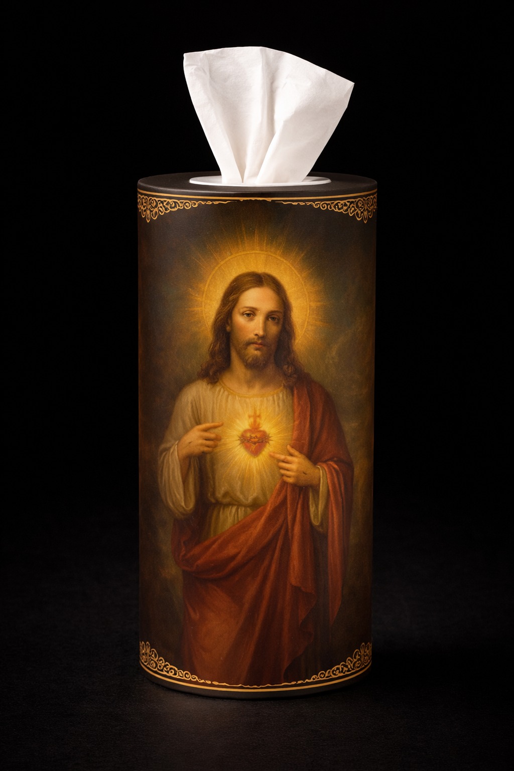 Caja Recargable de Pañuelos Sagrado Corazón