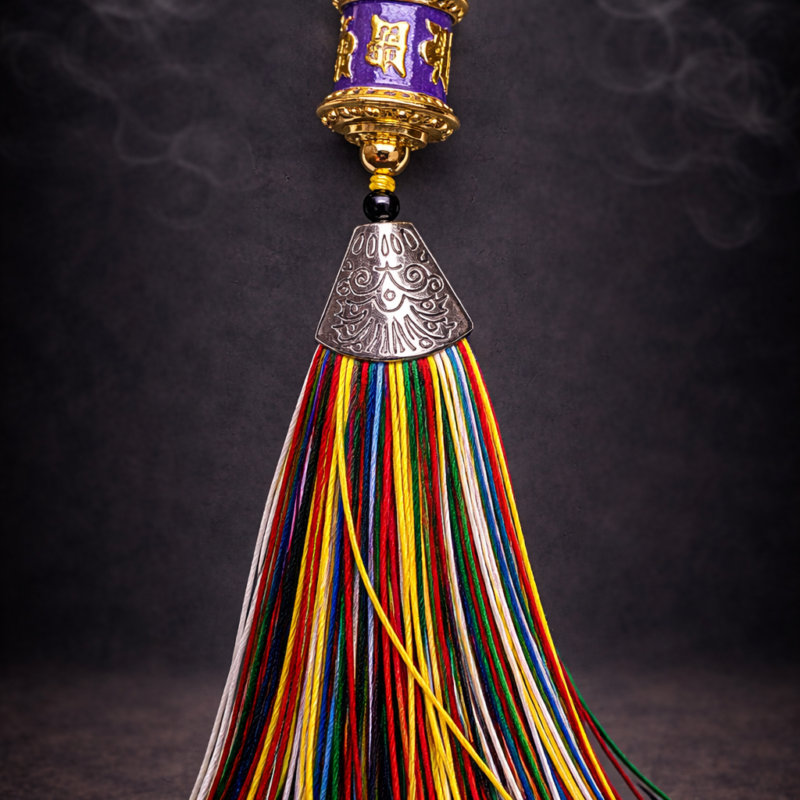 Llavero Rueda de Rezo Tibetana - Morada