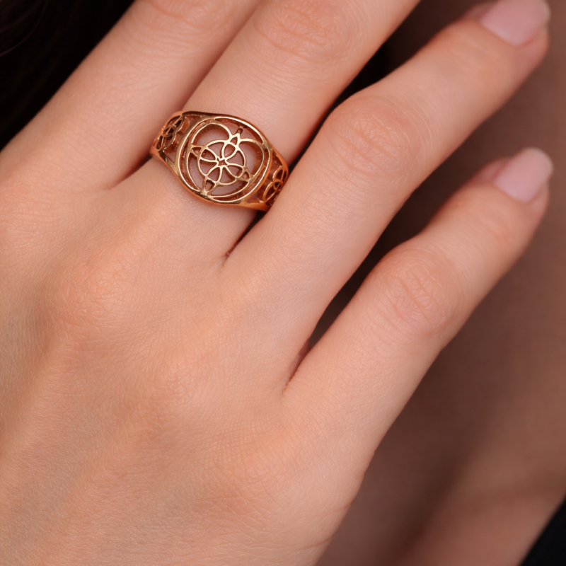 Anillo Ajustable Nudo de Bruja Dorado - Acero Inoxidable (Mod 5)