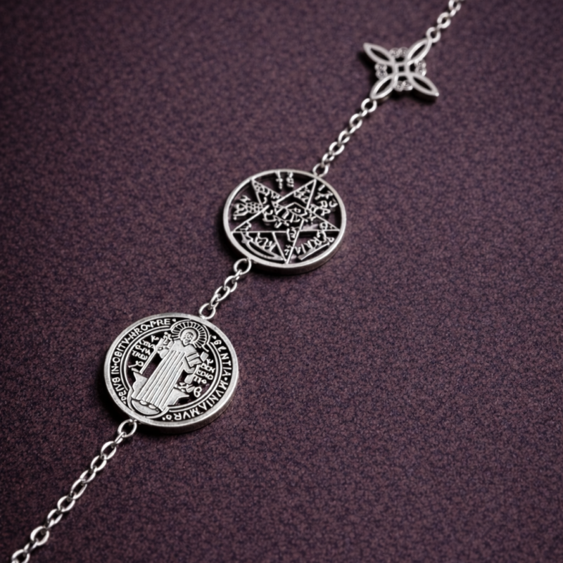 Pulsera Plateada Triple Protección - Acero Inoxidable