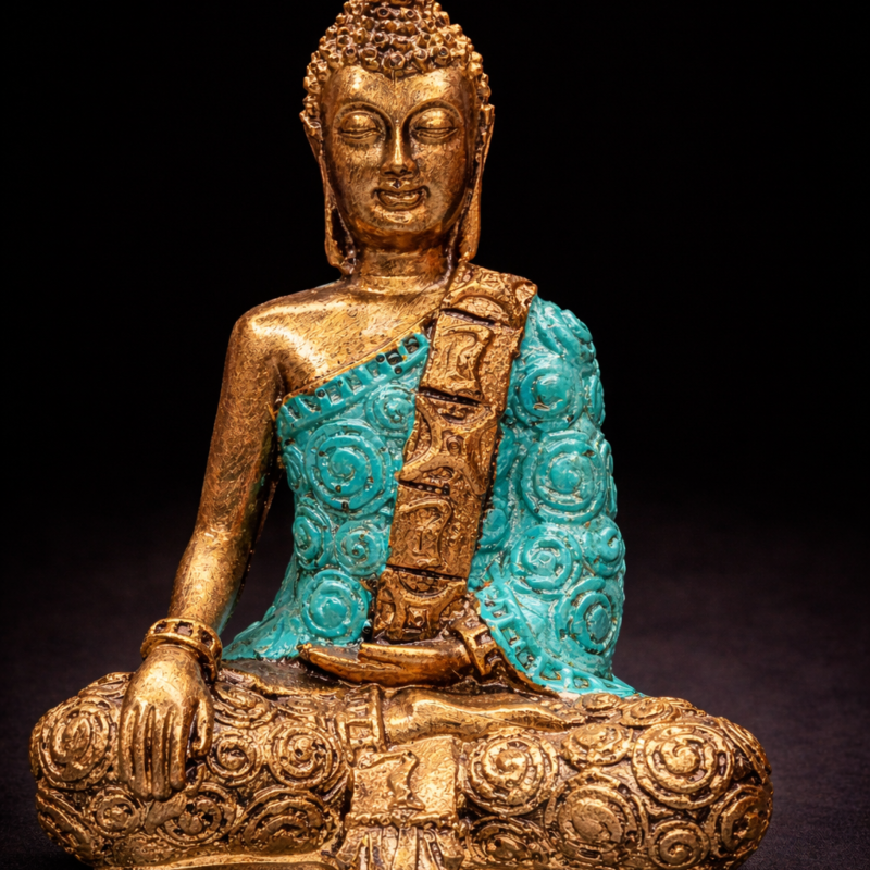 Figura Buda Dorado y Turquesa