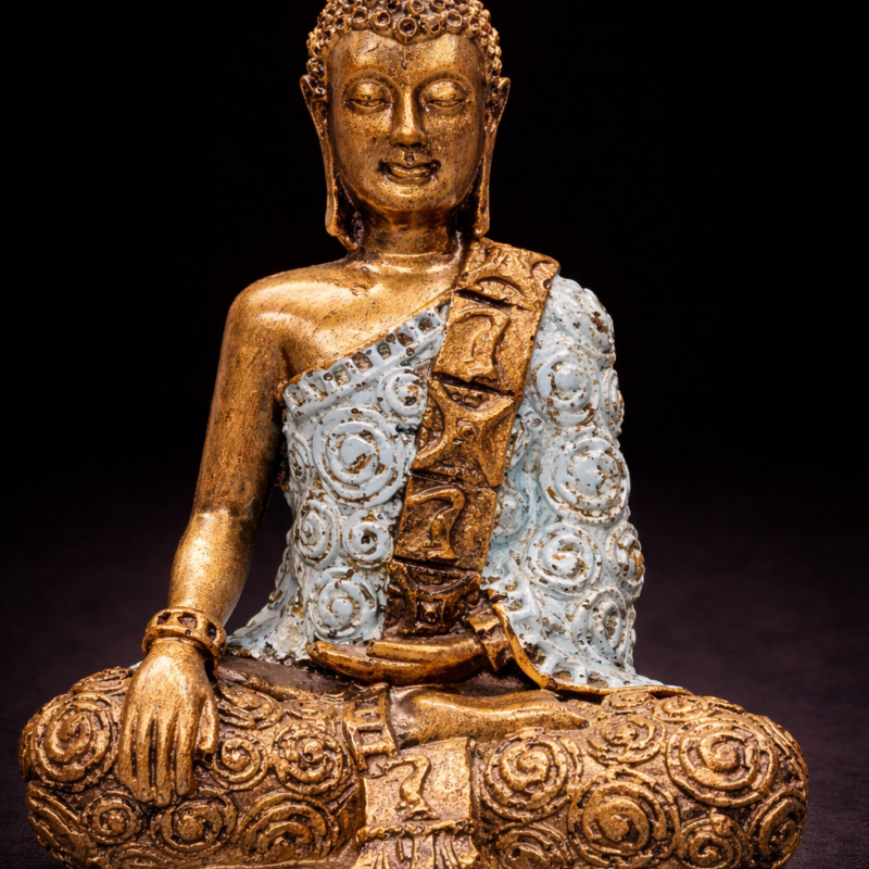 Figura Buda Dorado y Celeste