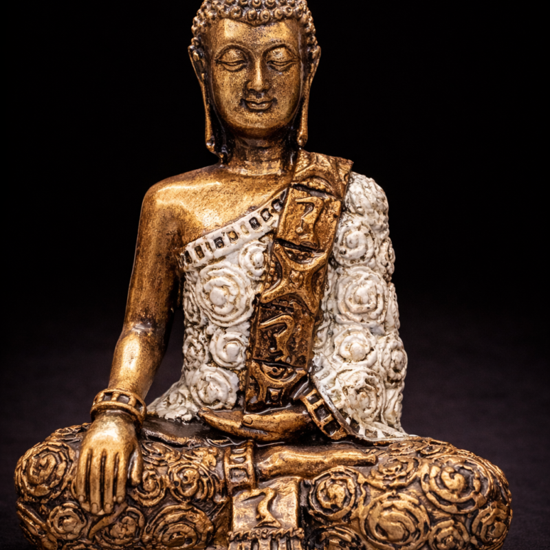 Figura Buda Dorado y Blanco