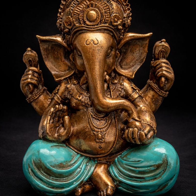 Ganesha Dorada Turquesa - 31 cm