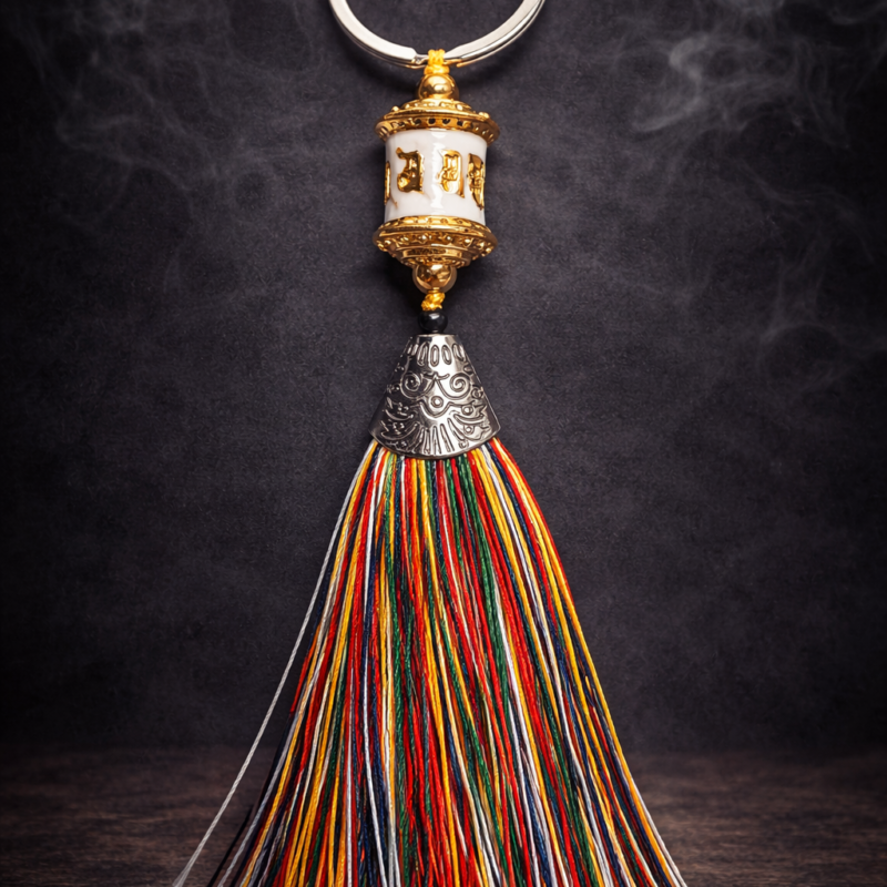 Llavero Rueda de Rezo Tibetana - Blanco