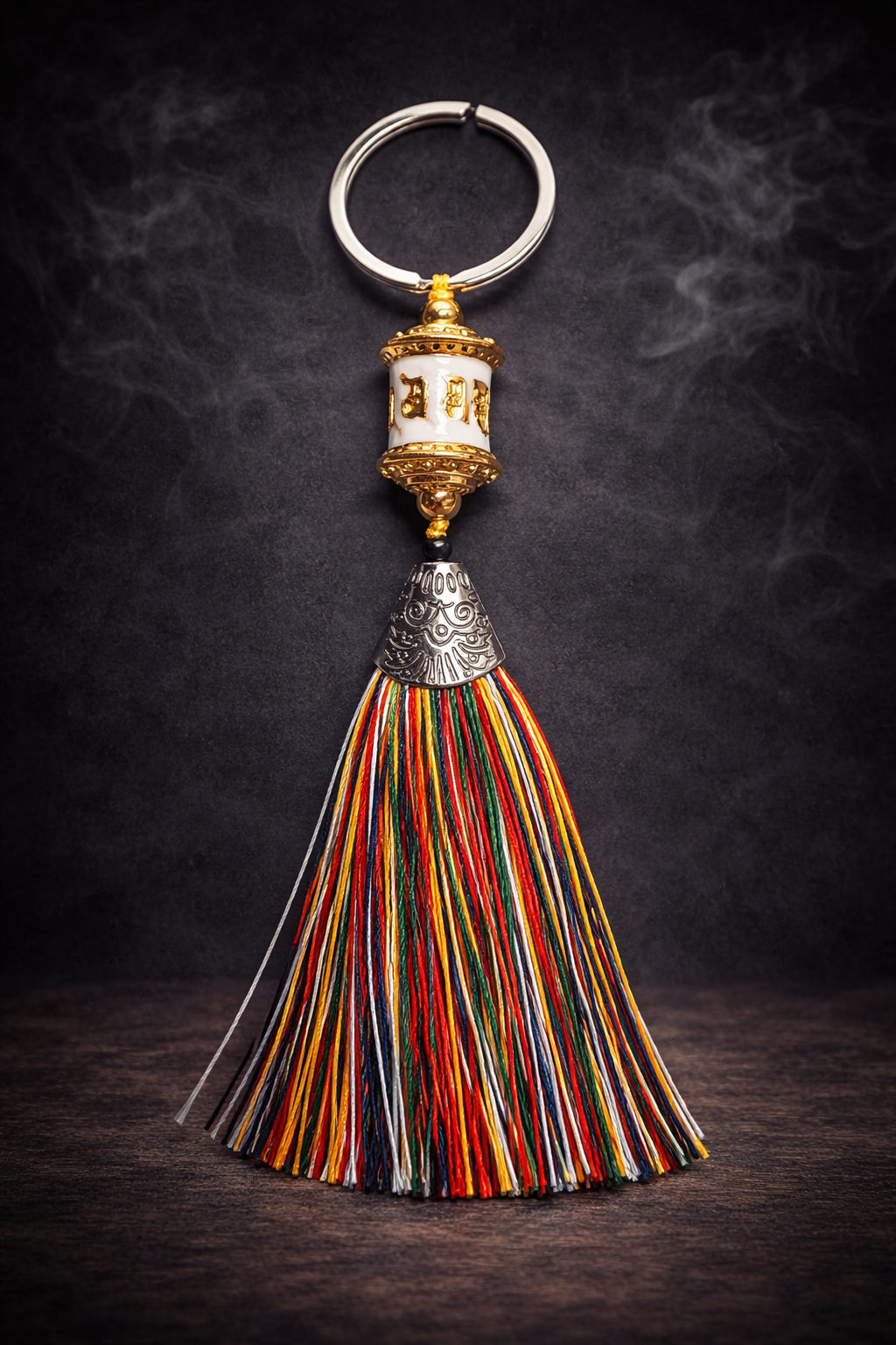 Llavero Rueda de Rezo Tibetana - Blanco