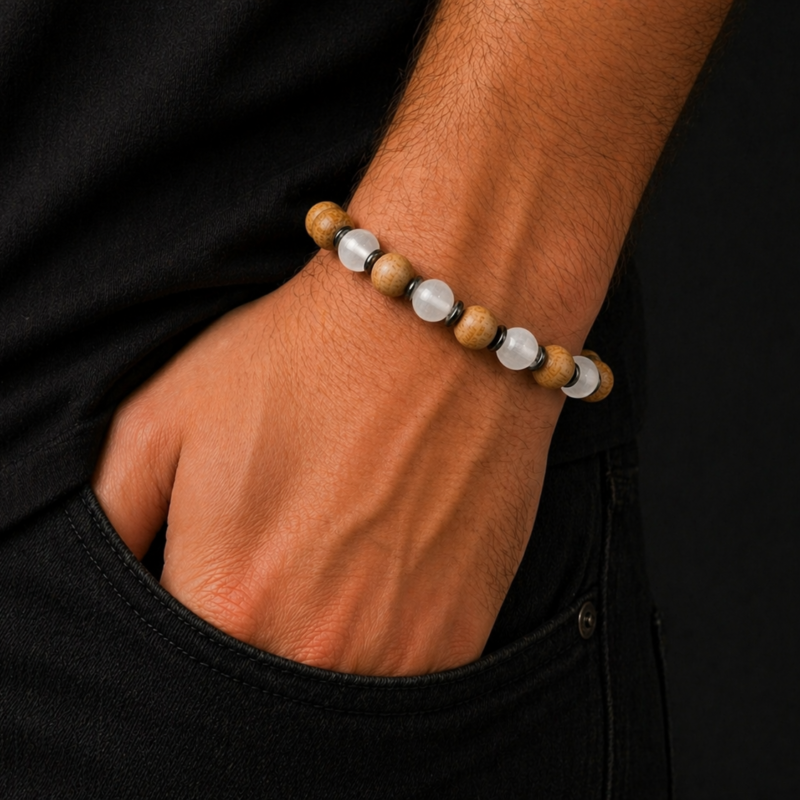 Pulsera de Palo Santo y Selenita 8 mm