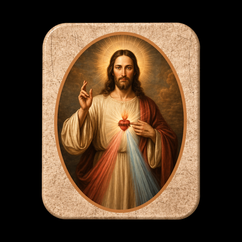 Mini Figura en Lata Jesús Misericordioso (5 cm)