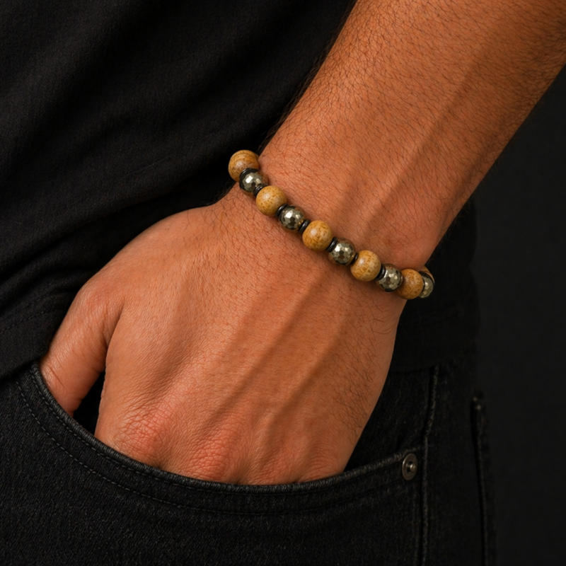 Pulsera de Palo Santo y Pirita 8 mm