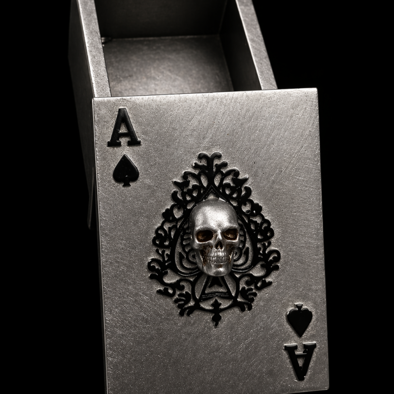 Caja Calavera Naipes Plateado