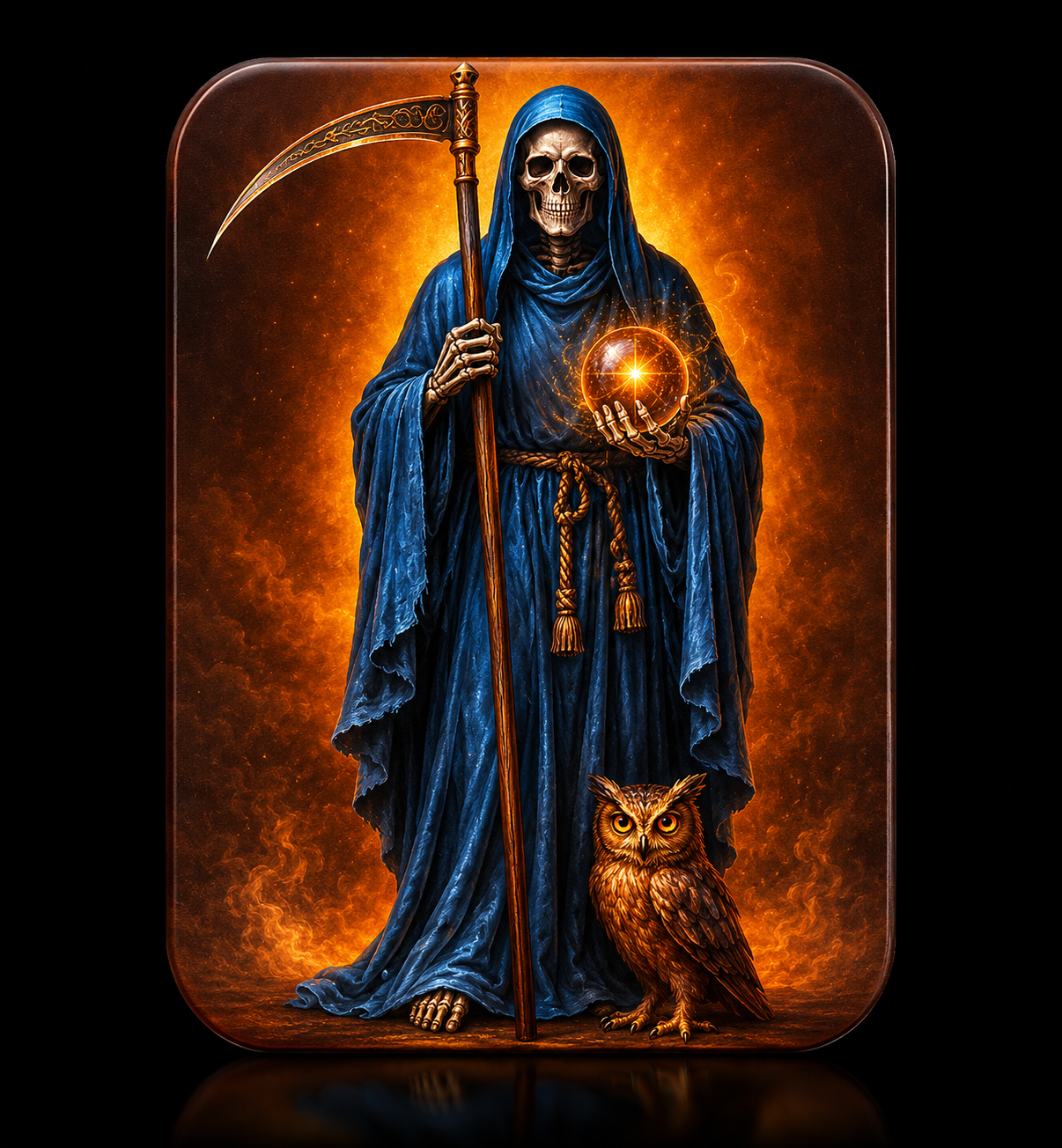 Mini Figura en Lata Santa Muerte Azul (5 cm)