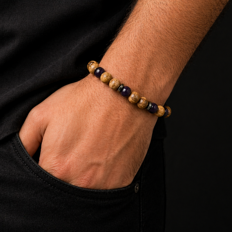 Pulsera Palo Santo y Amatista 8 mm