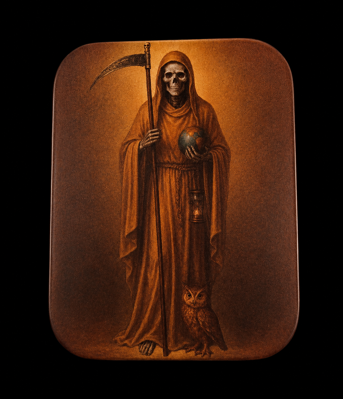 Mini Figura en Lata Santa Muerte Dorada (5 cm)