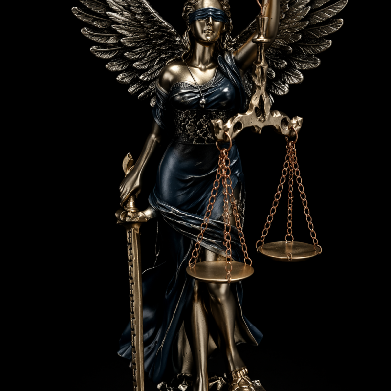 Diosa de la Justicia Alas Azul - 29 cm