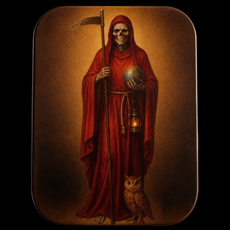 Mini Figura en Lata Santa Muerte Roja (5 cm)