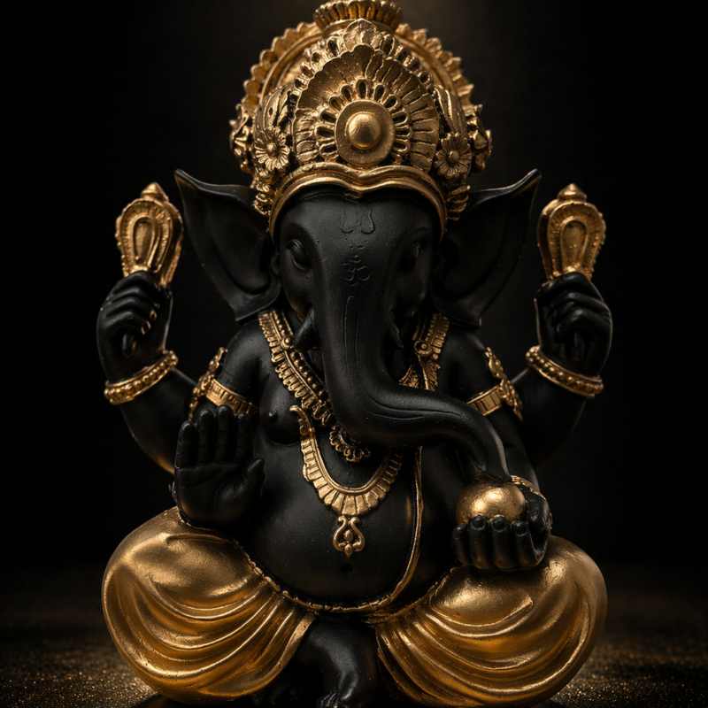 Figura Ganesha 40cm Color Negro Dorado