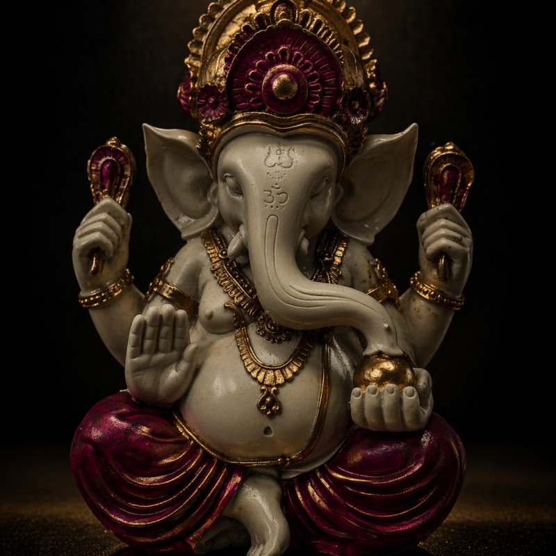 Figura Ganesha 40cm Color Marfil Rosa