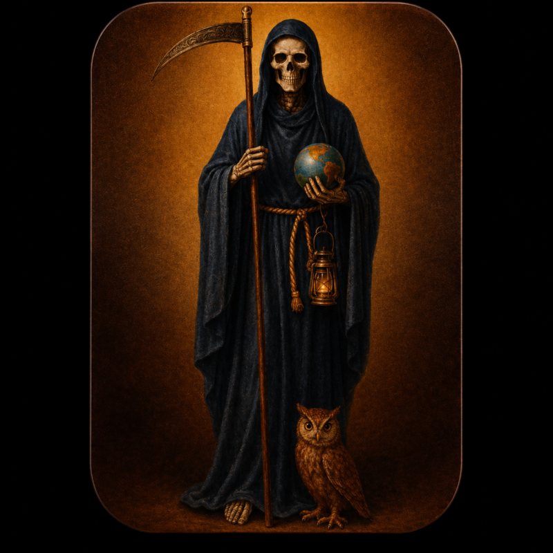 Mini Figura en Lata Santa Muerte Negra (5 cm)