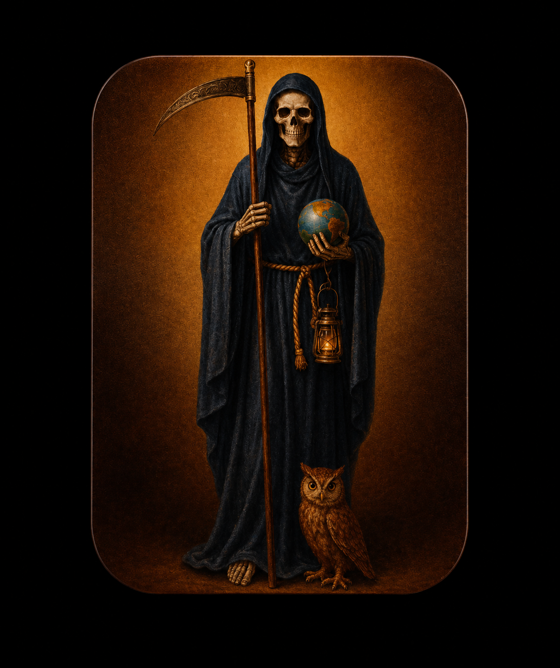 Mini Figura en Lata Santa Muerte Negra (5 cm)