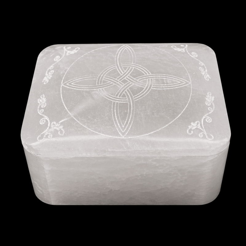 Joyero Selenita Rectangular (Nudo de Bruja)
