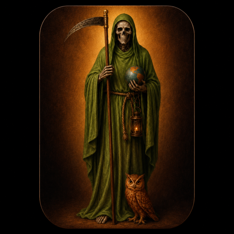 Mini Figura en Lata Santa Muerte Verde (5 cm)