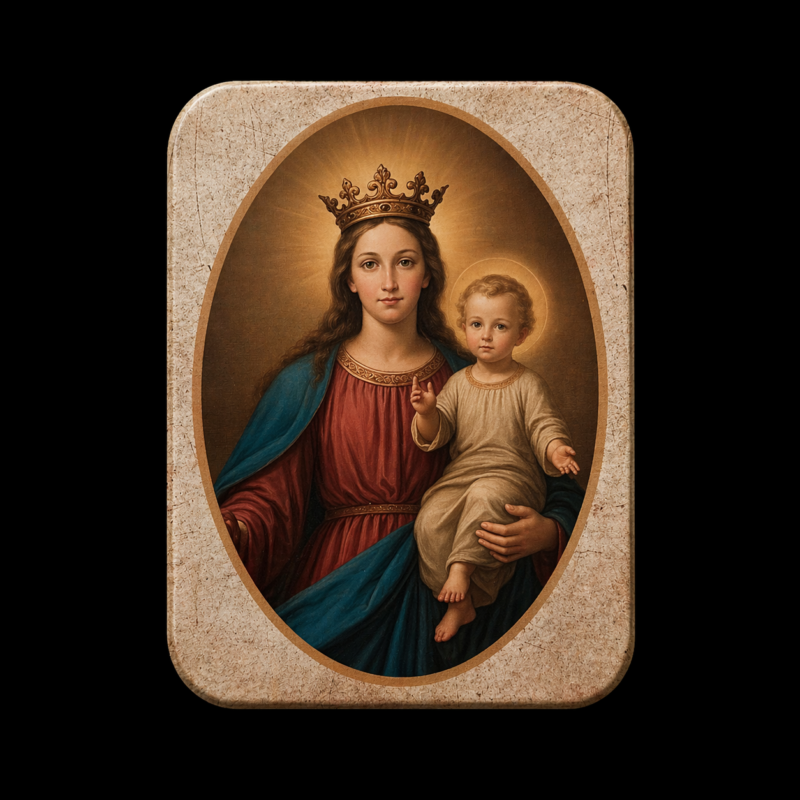 Mini Figura en Lata Virgen María Auxiliadora (5 cm)