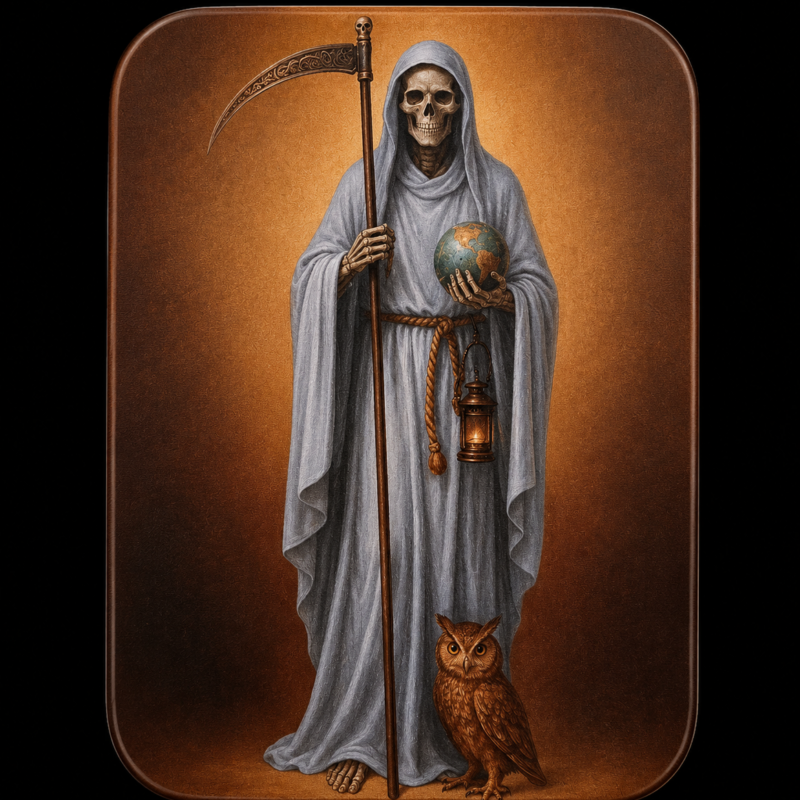 Mini Figura en Lata Santa Muerte Blanca (5 cm)