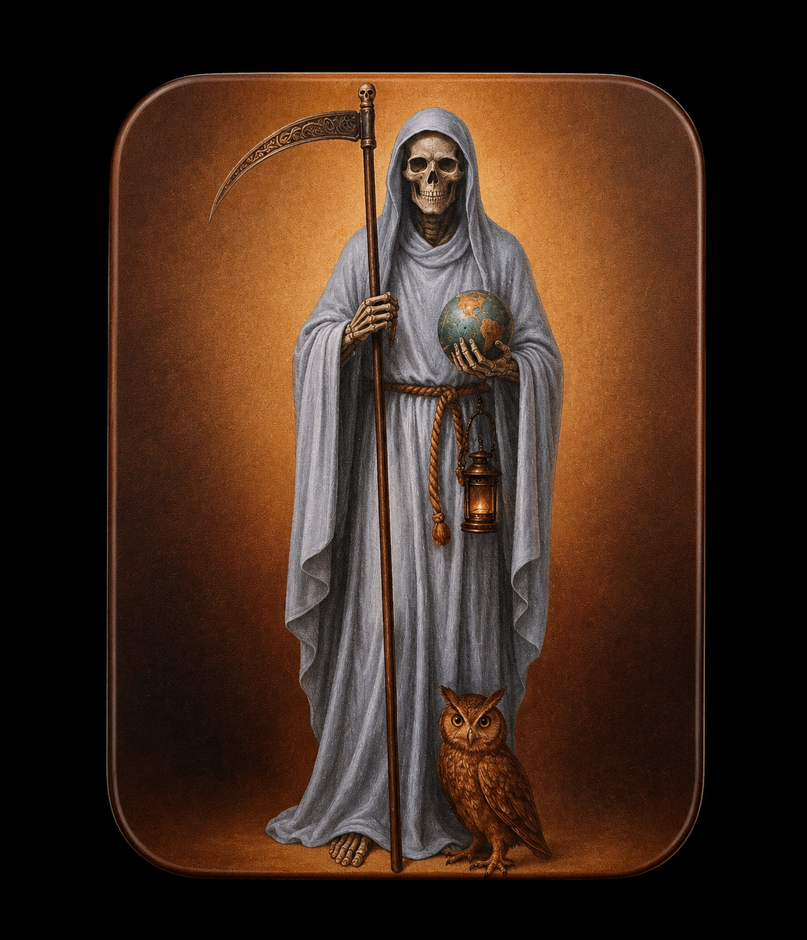 Mini Figura en Lata Santa Muerte Blanca (5 cm)