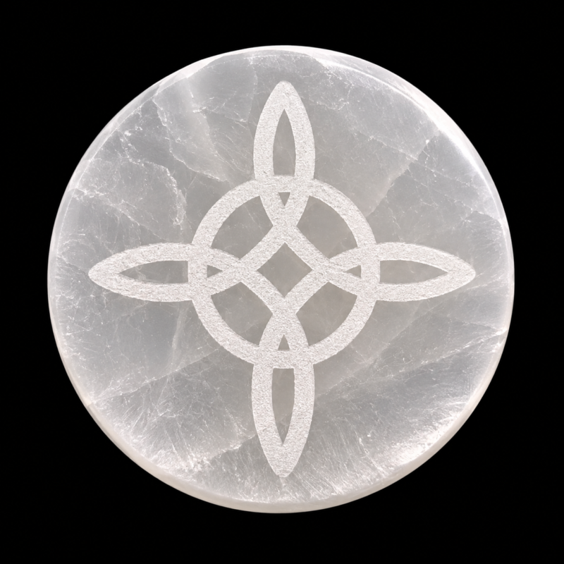 Placa Selenita 10 cm - Nudo de Bruja