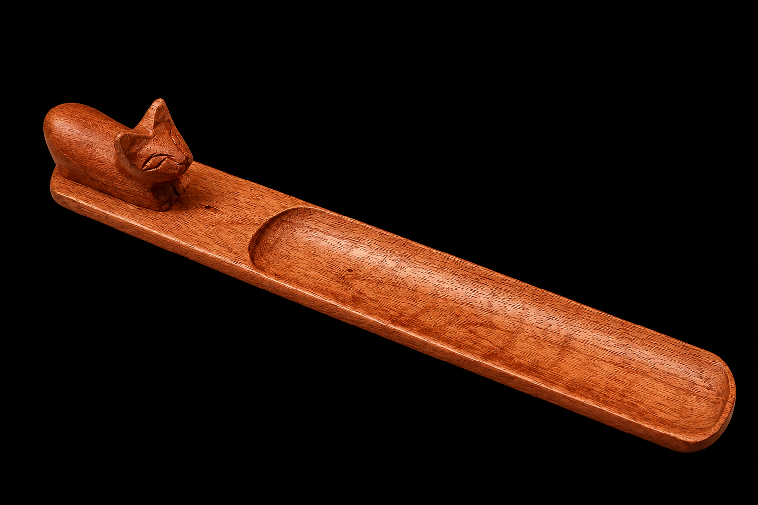 Incensario de Madera con Gato