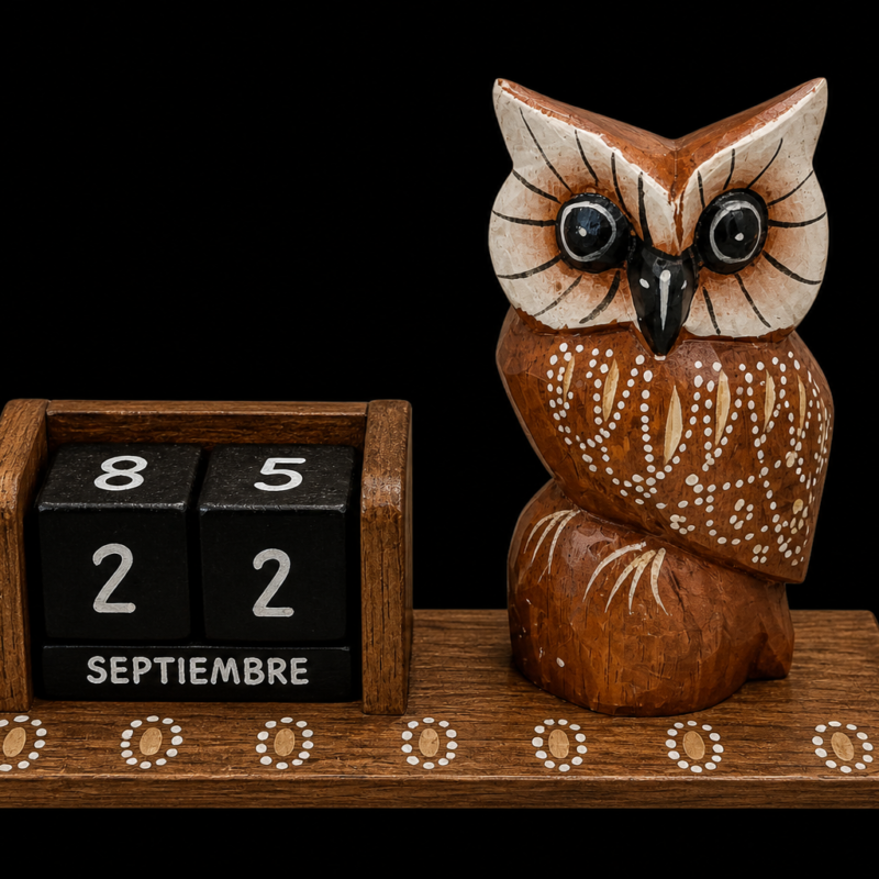 Calendario Búho de Madera