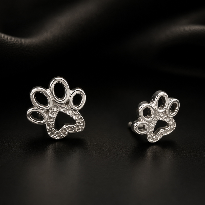 Pendientes Huellas de Perro - Plata de Ley
