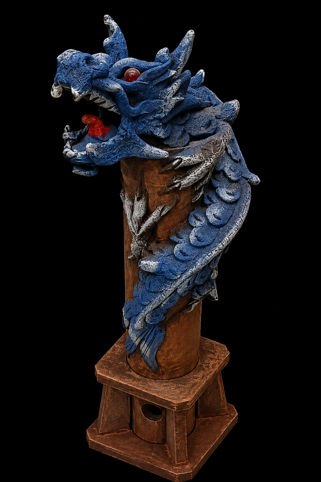 Incensario de Madera Dragon Azul