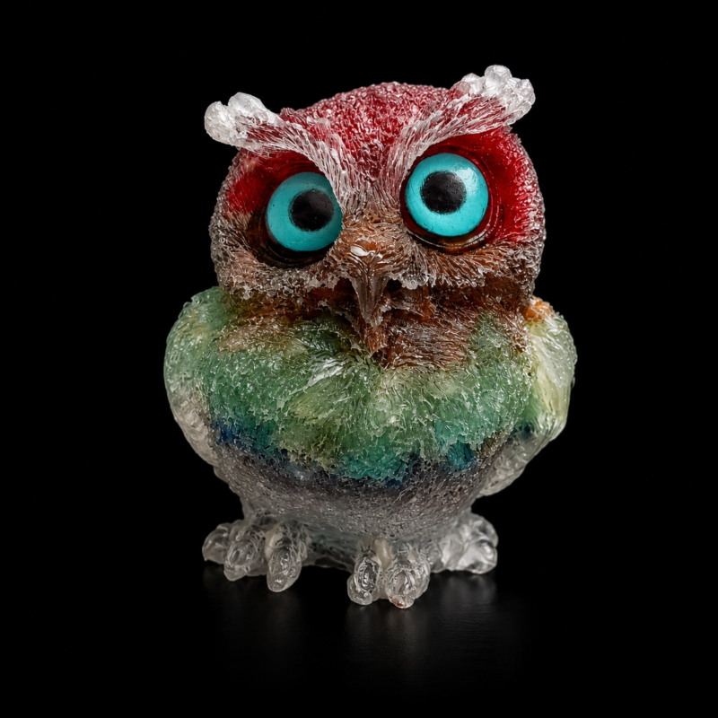 Búho de Orgonita (Coral, Ojo de Tigre, Aventurina, Turquesa, Lapislázuli - 6 cm)