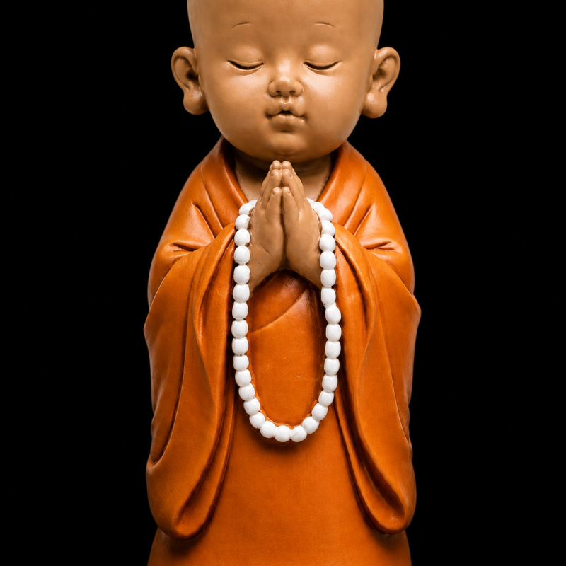 Figura Monje Rezando Color Naranja (27 cm)