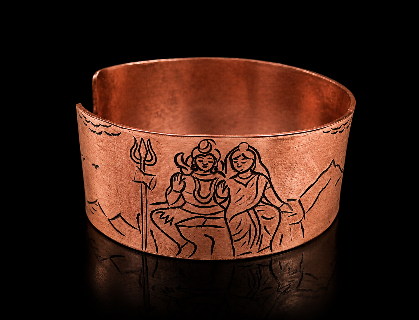 Pulsera de Cobre con Shiva, Parvati y Ganesha