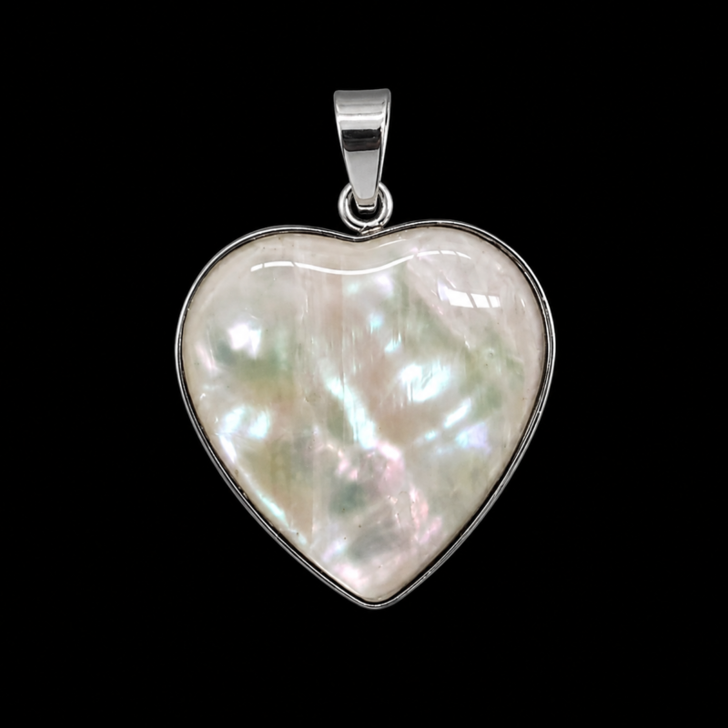 Colgante Corazón Abulón Blanco (No Incluye Cadena)