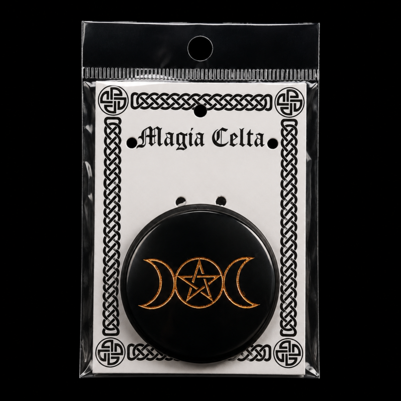 Medallón Wicca Triple Luna y Tetragramatón