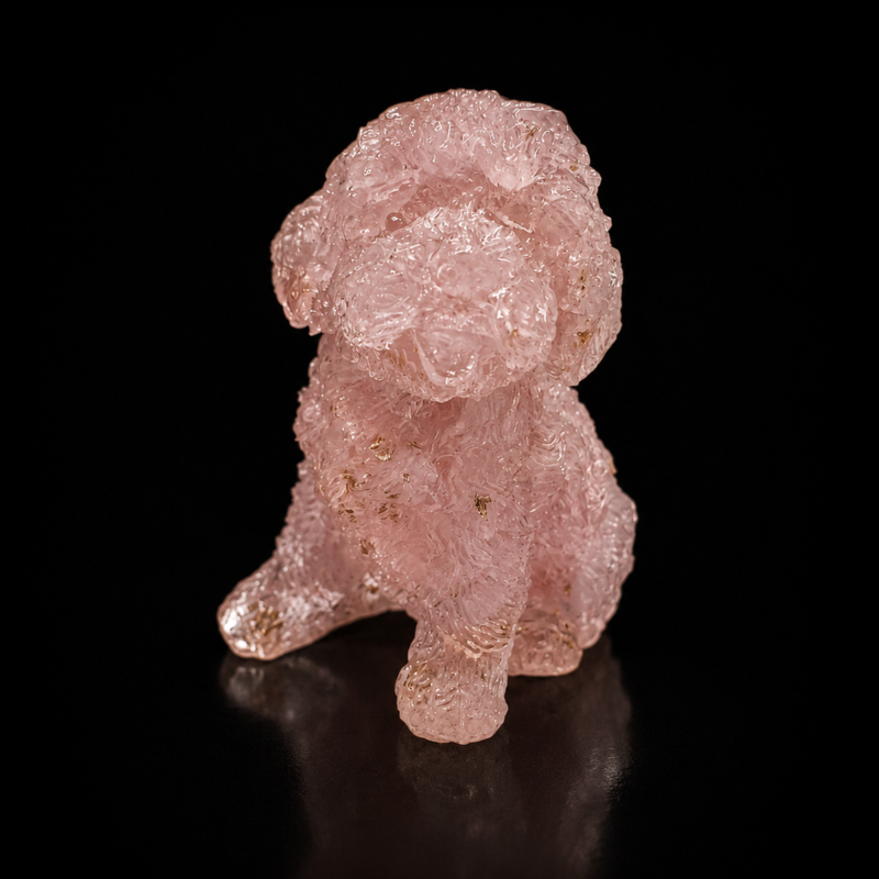 Perro Orgonita Cuarzo Rosa 7 cm