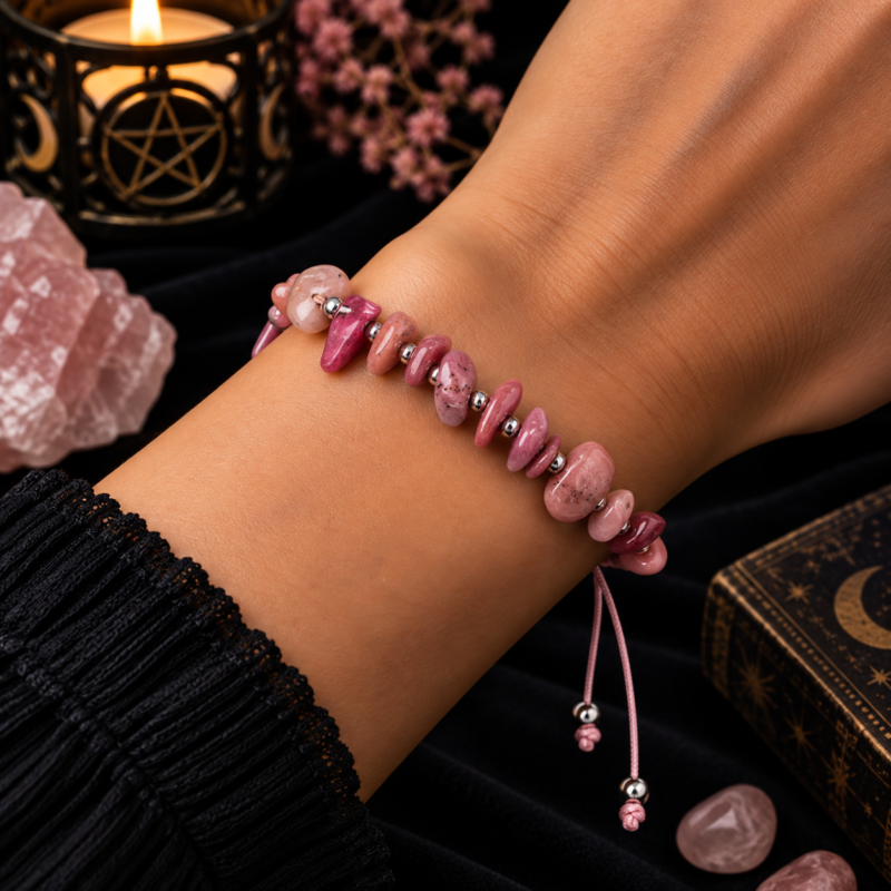 Pulsera de Cuerda con Rodonita