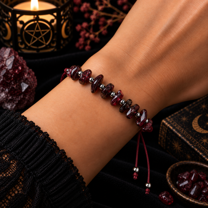 Pulsera de Cuerda con Granate